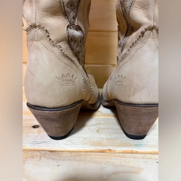 Junk Gypsy by Lane Hard to Handle over the knee cowgirl boots in tonal Cream - Picture 4 of 11